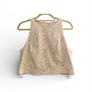 NWT Dessy Collection Blush Pink Ivory Lace Sleeveless Bridesmaid Top Sz 16